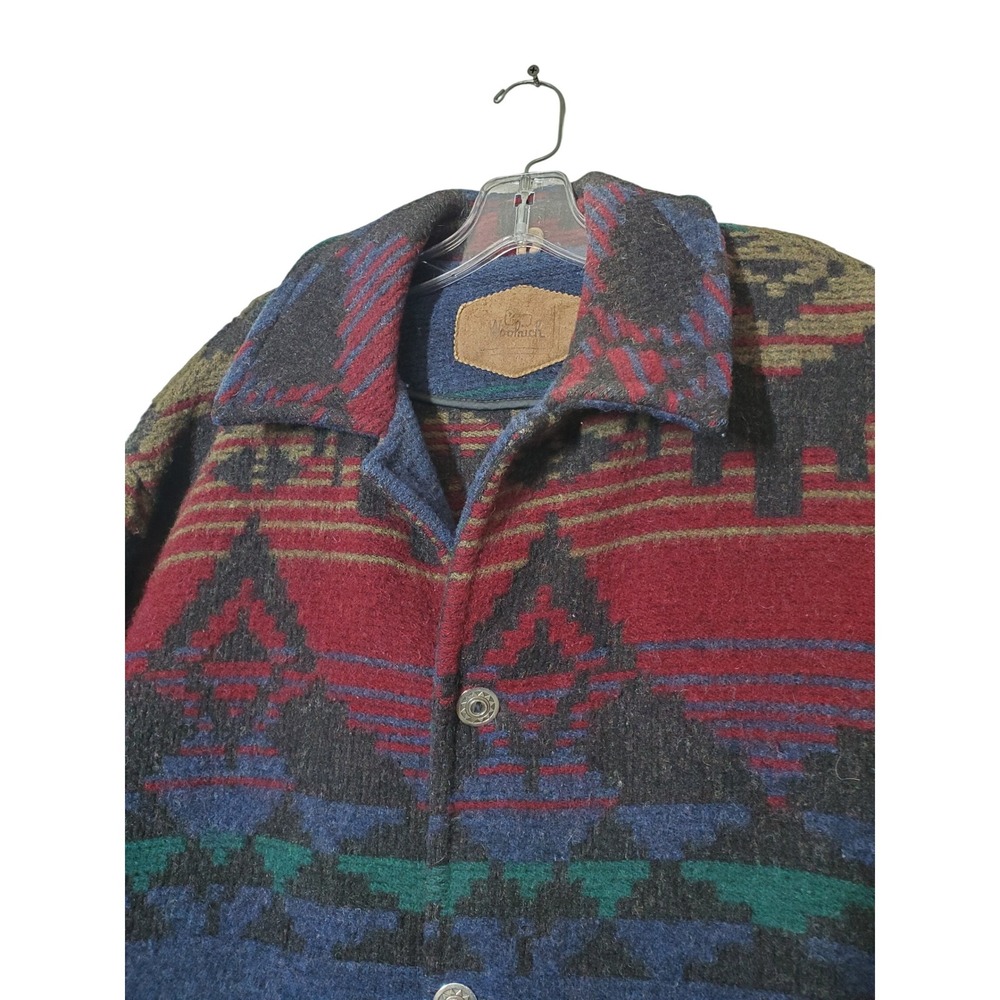 VRTG Woolrich Mens L Southwestern‎ Aztec Print Wool Jacket Made in USA Barn Coat - Picture 10 of 12
